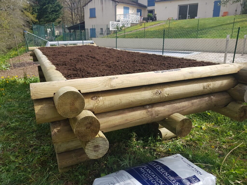 jardiner debout avec un potager surélevé